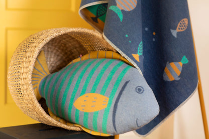 JUWEL pillow "fish" includes filling in . Filled Cushion made by David Fussenegger , a family-run mill in Austria.