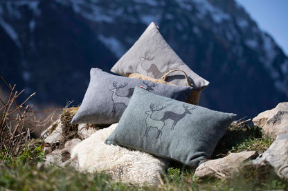 SILVRETTA cushion cover "pair of stags" in . Cushion Cover made by David Fussenegger , a family-run mill in Austria.