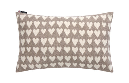 SILVRETTA cushion cover "hearts" in smoke . Cushion Cover made by David Fussenegger , a family-run mill in Austria.