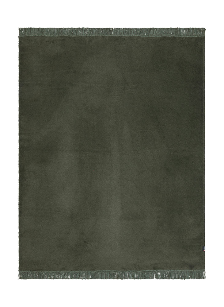 VIENNA throw solid with fringe in army . Throw Blanket made by David Fussenegger , a family-run mill in Austria.