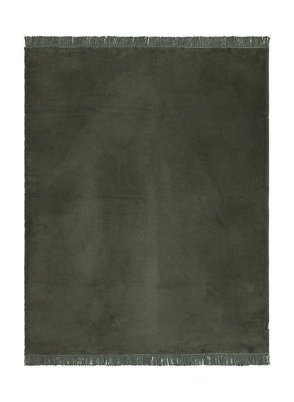 VIENNA throw solid with fringe in army . Throw Blanket made by David Fussenegger , a family-run mill in Austria.