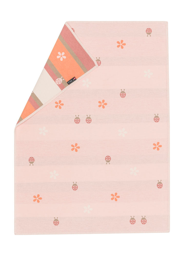 LENA baby blanket organic "ladybugs" in rosé . Blanket made by David Fussenegger , a family-run mill in Austria.