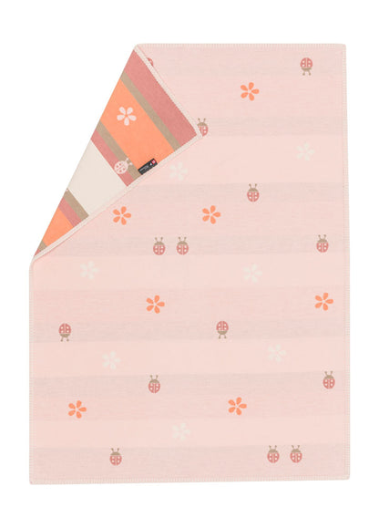 LENA baby blanket organic "ladybugs" in rosé . Blanket made by David Fussenegger , a family-run mill in Austria.