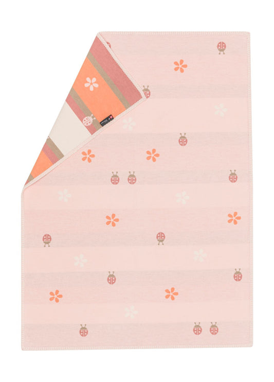 LENA baby blanket organic "ladybugs" in rosé . Blanket made by David Fussenegger , a family-run mill in Austria.