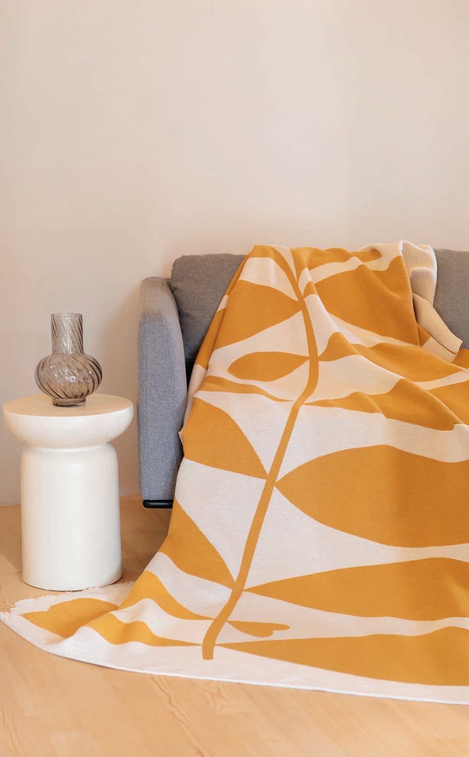 LUCA throw flannel "large leaves" in . Throw Blanket made by David Fussenegger , a family-run mill in Austria.