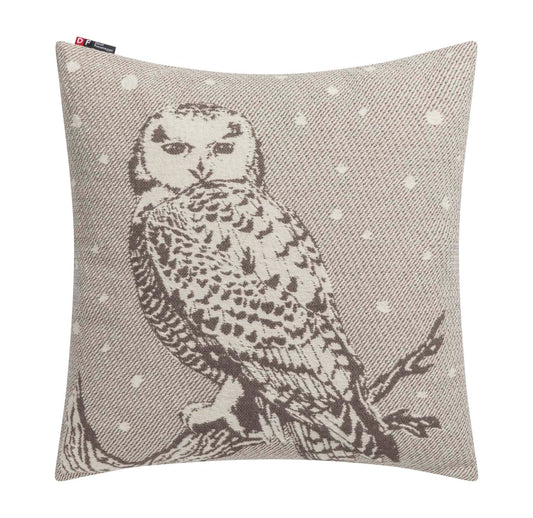 NOVA cushion cover "snowy owl" in brown . Cushion Cover made by David Fussenegger , a family-run mill in Austria.