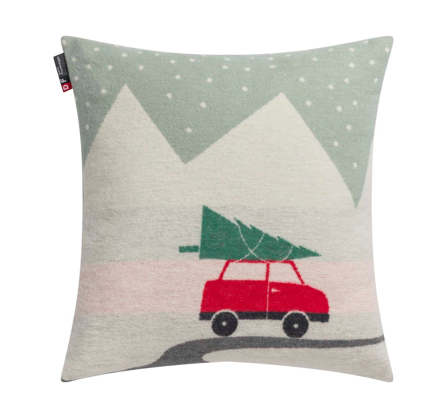 SILVRETTA cushion cover "car/tree" in light green . Cushion Cover made by David Fussenegger , a family-run mill in Austria.