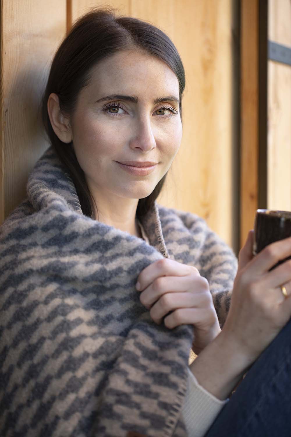 MERANO throw "houndstooth" in . made by INDIGO 11 , a family-run mill in Austria.