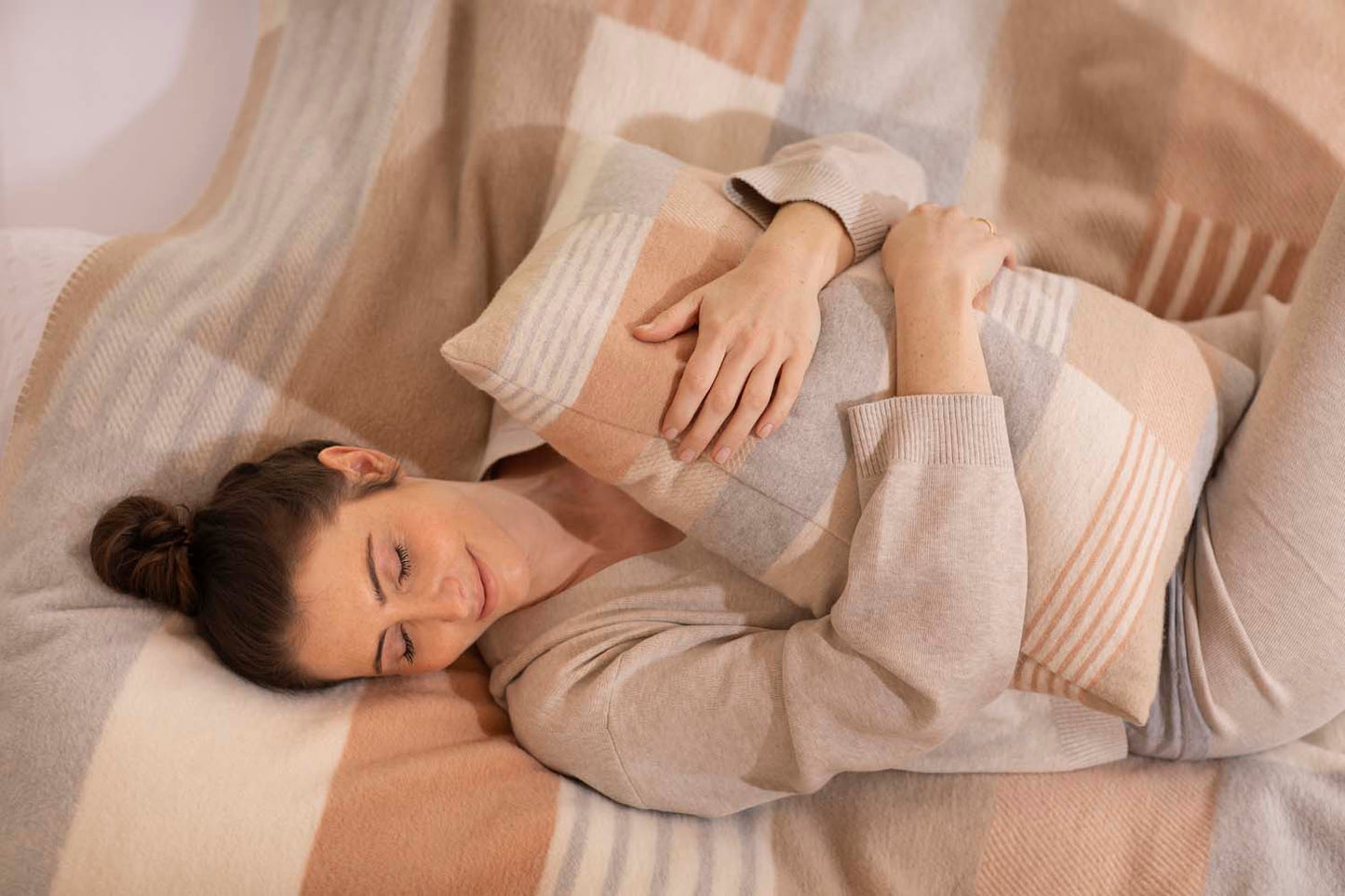 SAVONA throw "lines/rectangles" in . Throw Blanket made by David Fussenegger , a family-run mill in Austria.