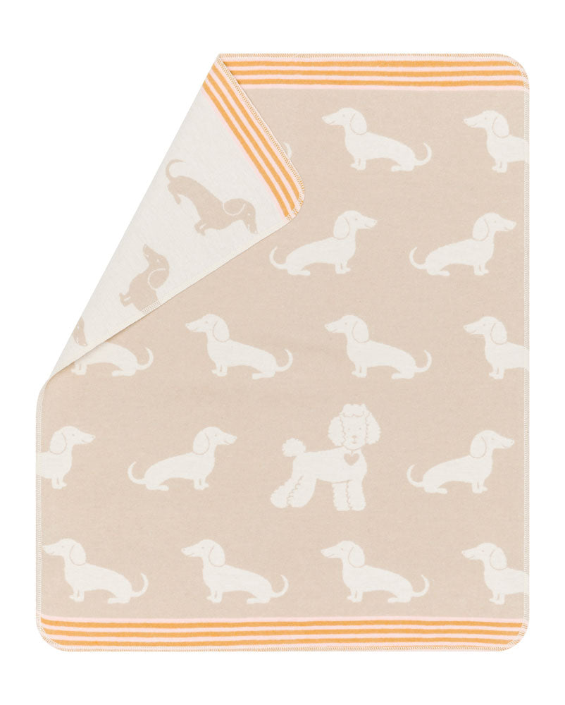 JUWEL baby blanket "dachshund" in ecru . Blanket made by David Fussenegger , a family-run mill in Austria.