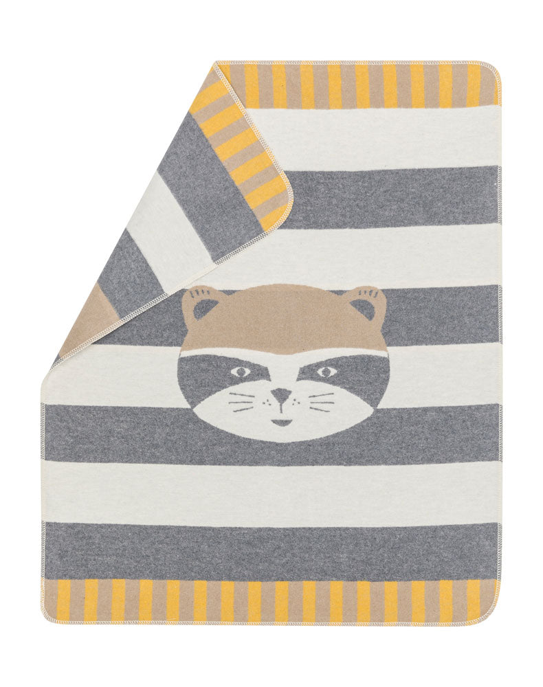 JUWEL baby blanket "raccoon" in grey . Blanket made by David Fussenegger , a family-run mill in Austria.