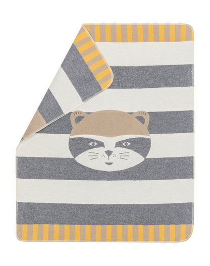 JUWEL baby blanket "raccoon" in grey . Blanket made by David Fussenegger , a family-run mill in Austria.