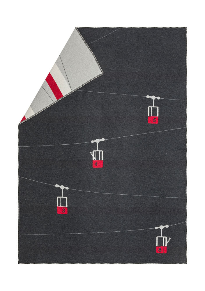 SYLT throw "cable cars" in charcoal . Throw Blanket made by David Fussenegger , a family-run mill in Austria.