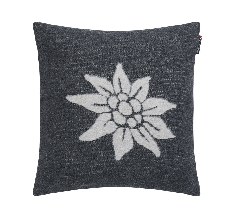 CARLA cushion cover "Edelweiß" in charcoal . Cushion Cover made by David Fussenegger , a family-run mill in Austria.